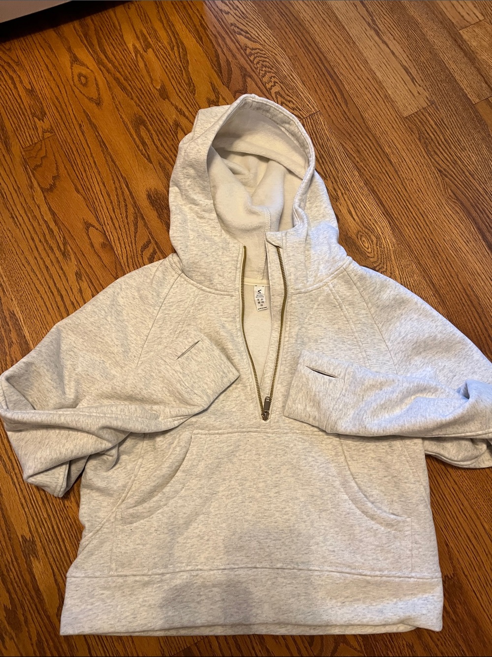 Women’s Light cream/gray flecked Half-Zip Hooded Sweater